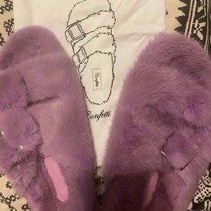 Duckie Confetti Lavender Mink Slippers